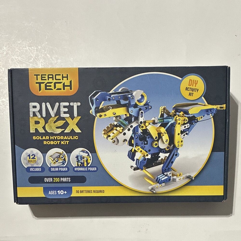 Teach Tech Rivet Rex 12-in-1 Solar Hydraulic Robot STEM Kit TTG618 Sealed